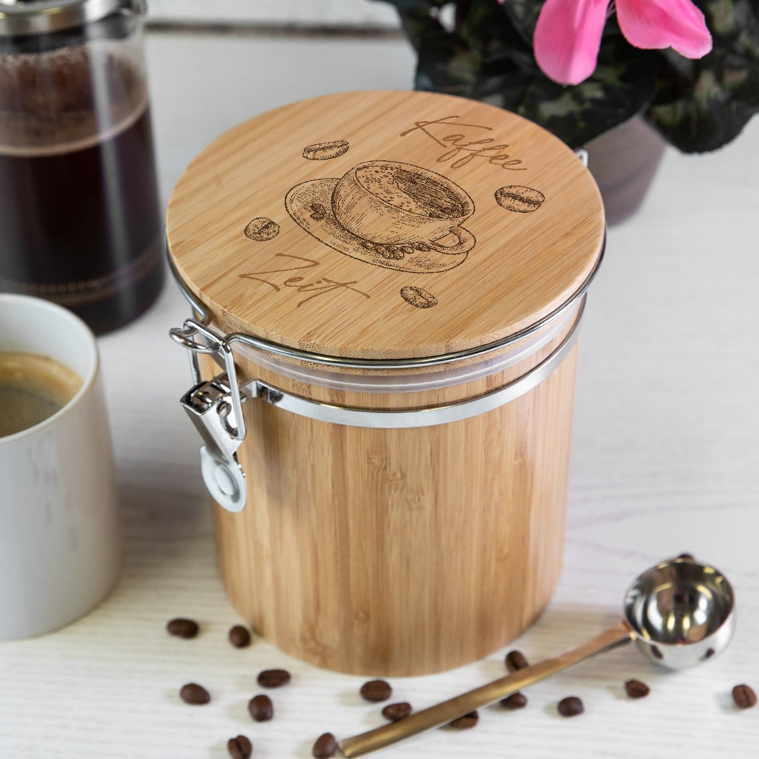 Kaffeedose aus Bambus - Geschenk-Set