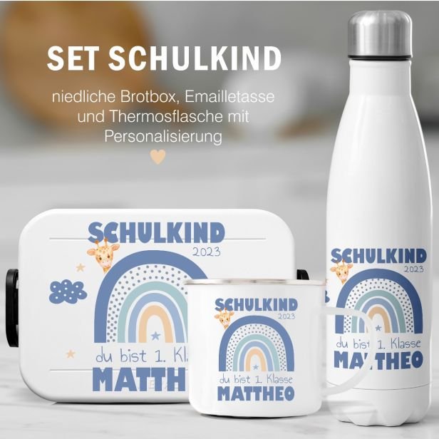 Geschenk-Set - Schulkind - "Regenbogen" - personalisiert