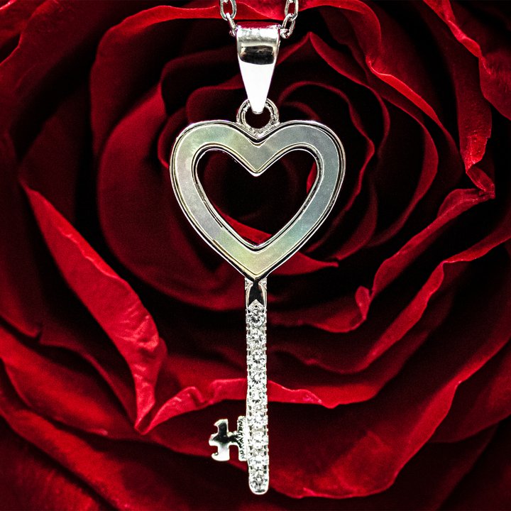 Halskette - Schlüssel mit Strass 925er Silber