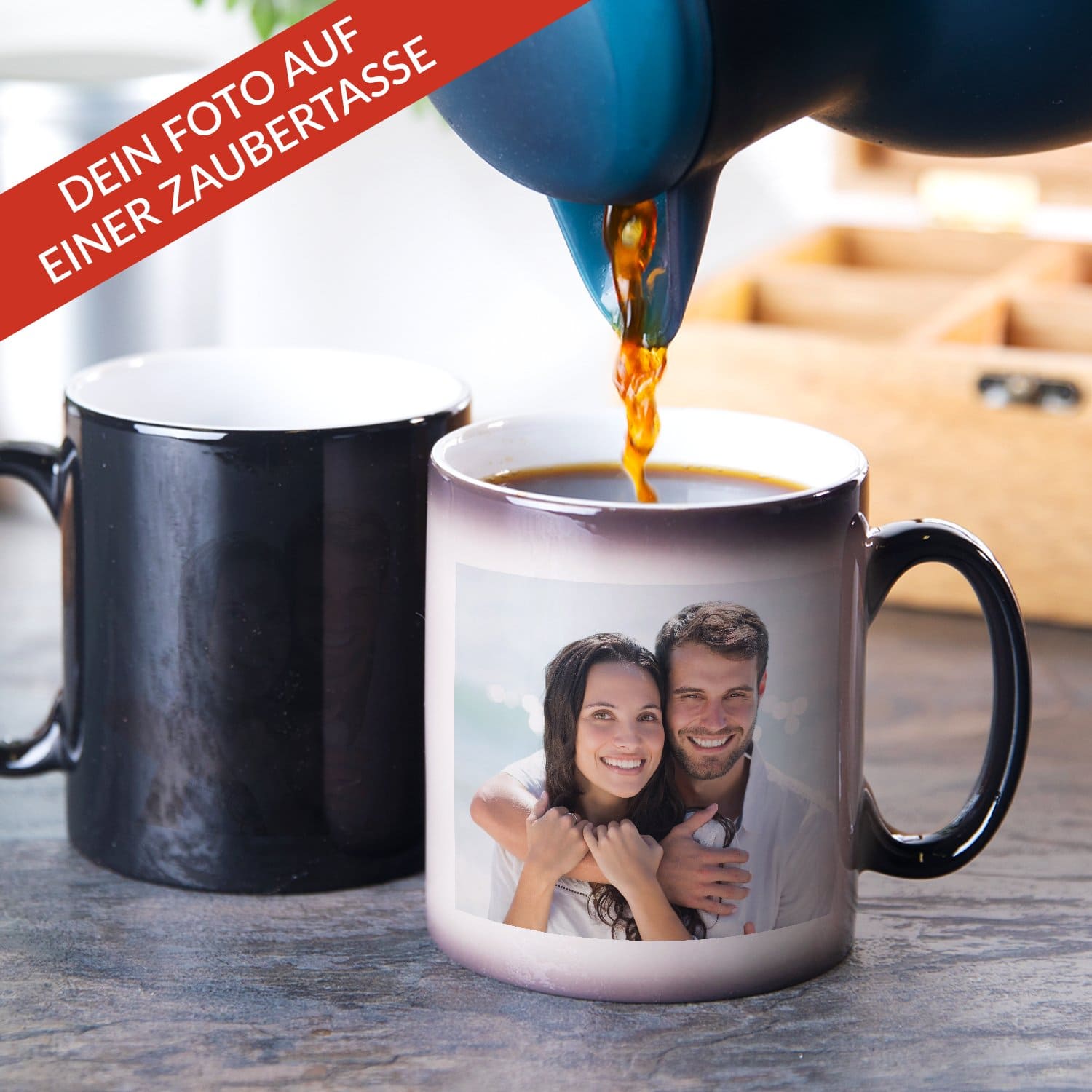 Zaubertasse mit Wunschfoto - Kaffeetasse mit Foto - Tasse mit Farbwechsel