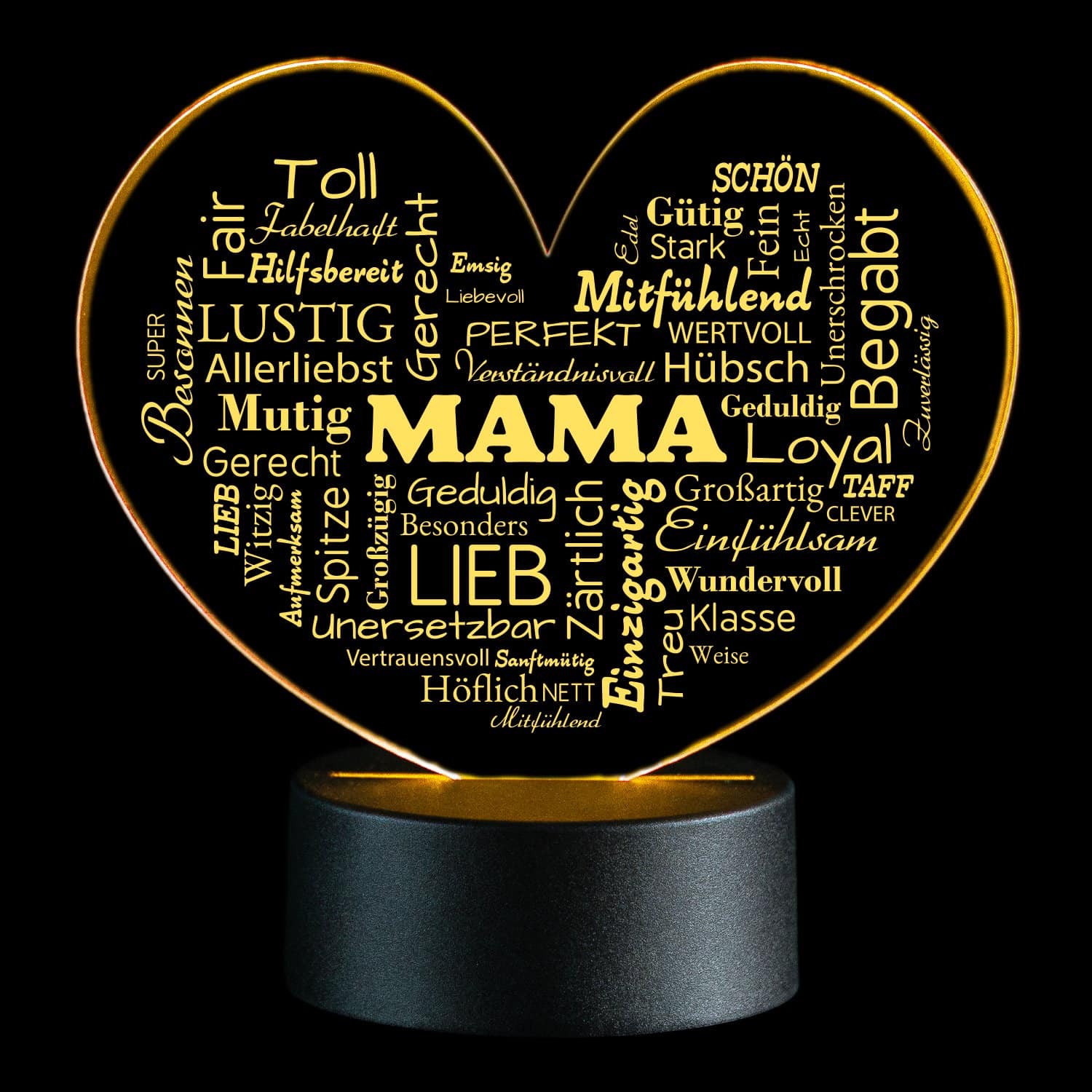 LED-Leuchte - Herz aus Worten für Mama
