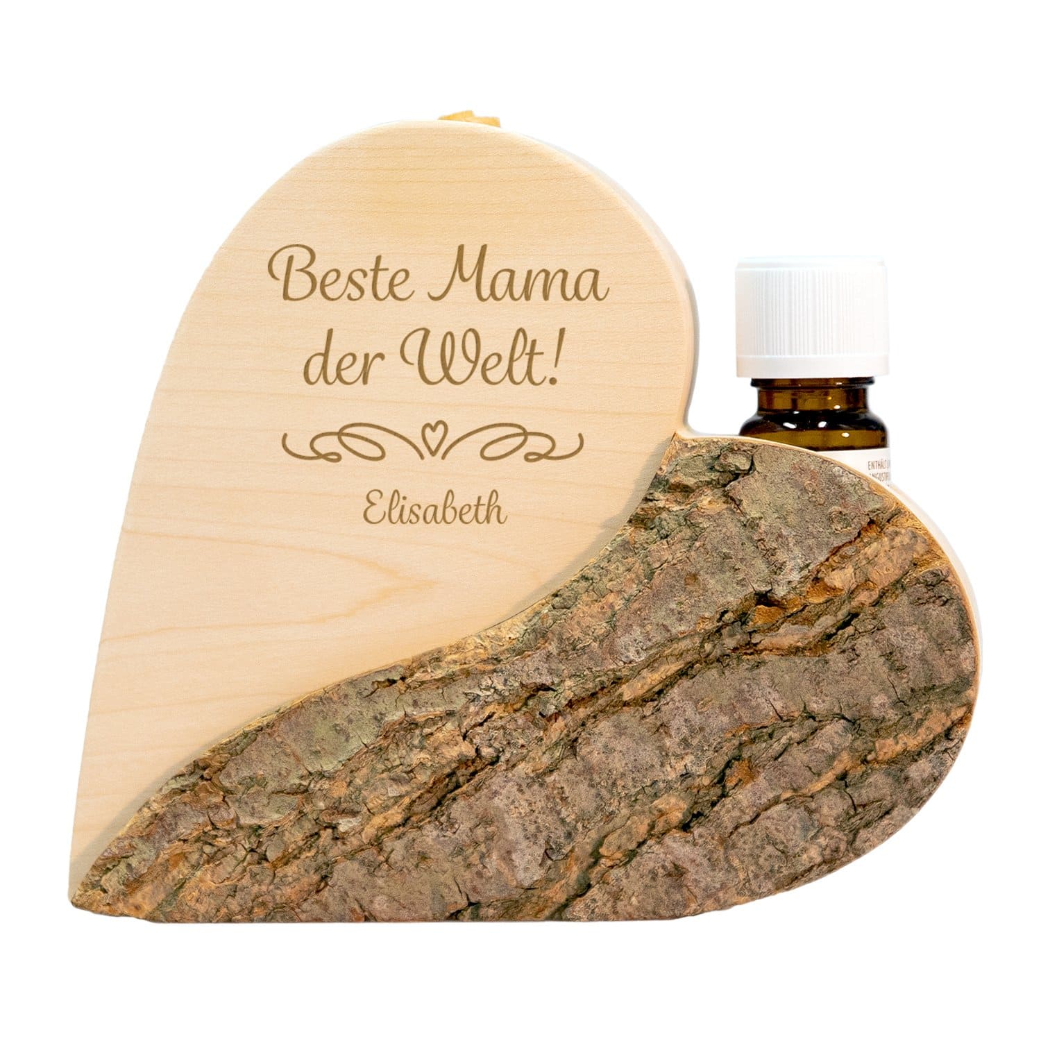 Holz-Herz mit Duftöl - Beste Mama - mit Personalisierung - Zirbenholz-Herz 
