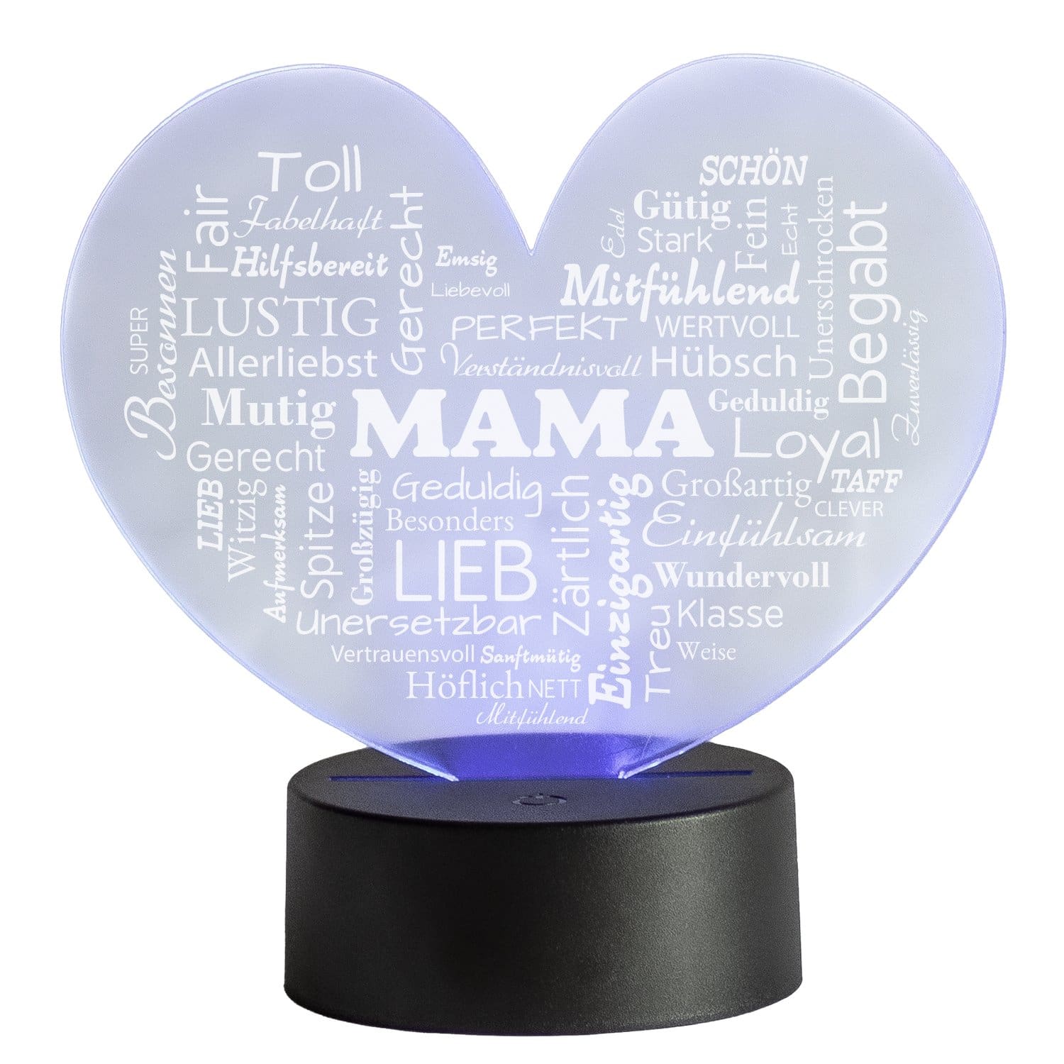 LED-Leuchte - Herz aus Worten für Mama