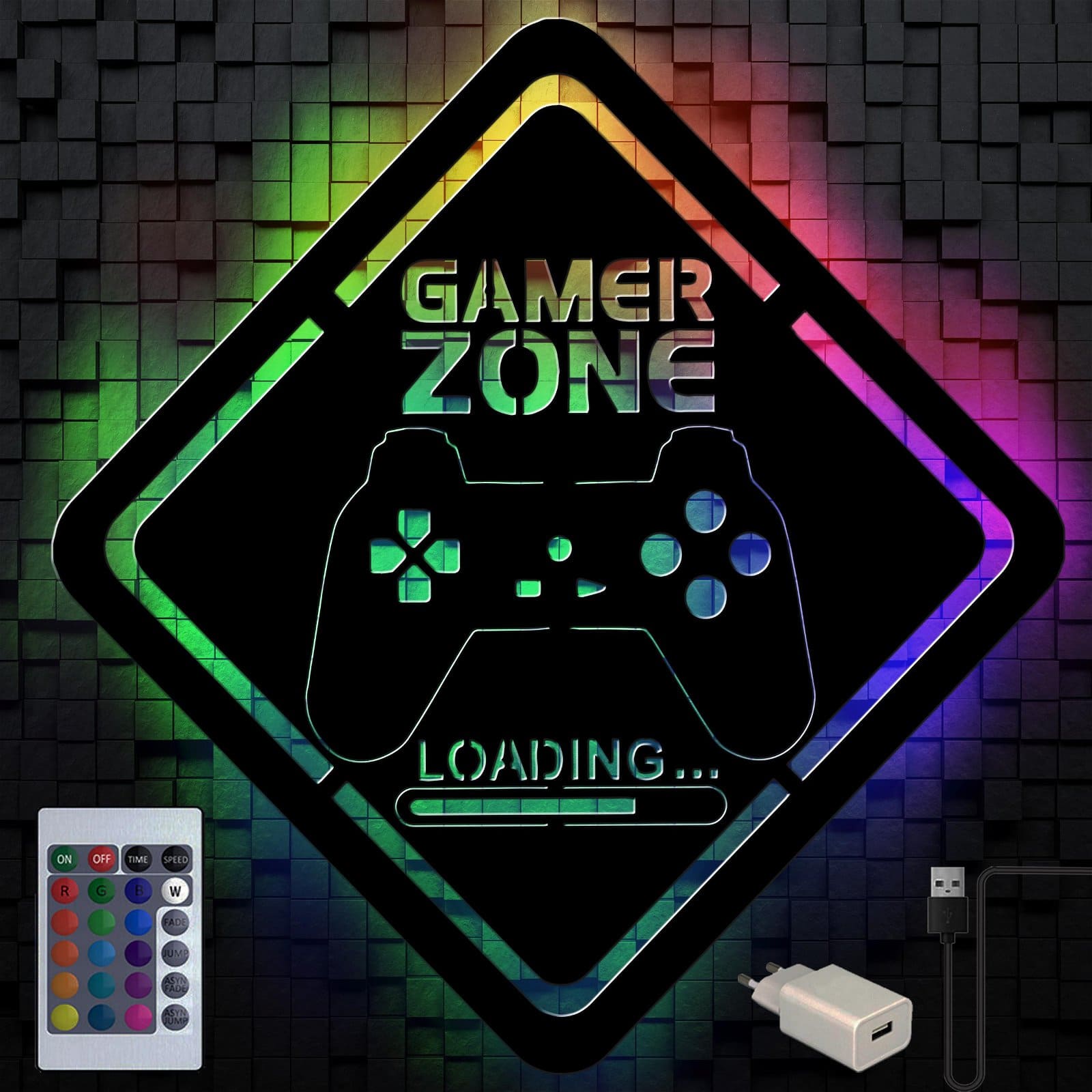 Farbwechsel LED Gamer Zone - Wanddeko
