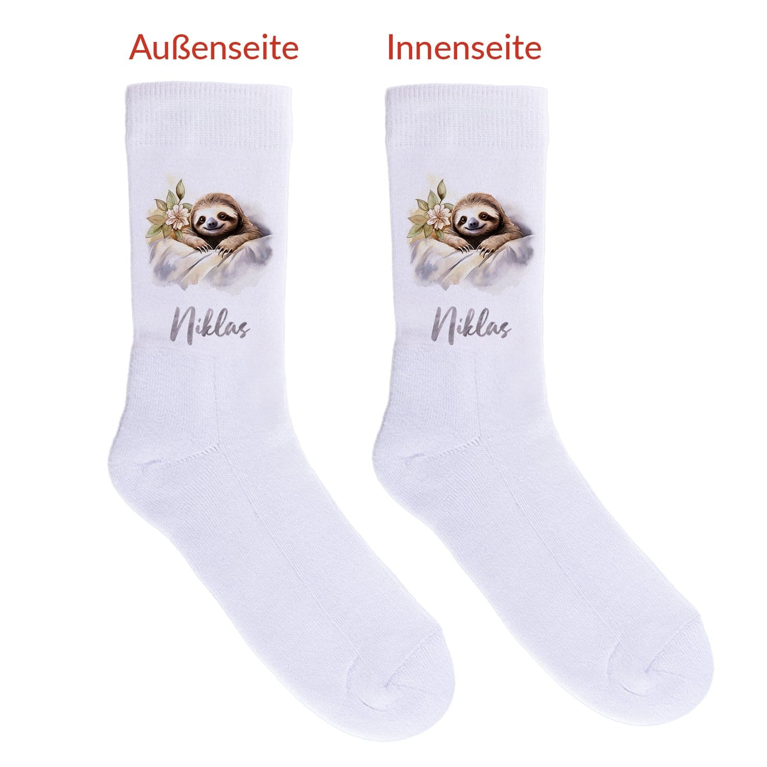 Faultier Socken mit Wunschname